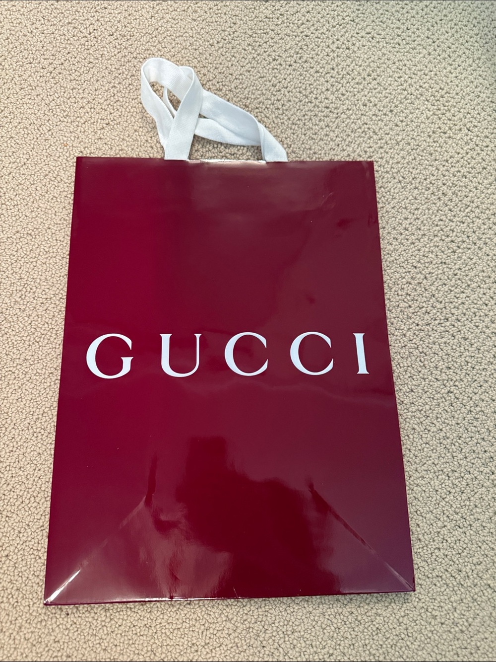 Gucci Deep Burgundy Shopper with White Logo and Handles